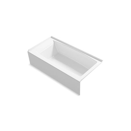 Kohler Alcove Bath, 60" L, 30.25" W, White, Acrylic 26109-RA-0